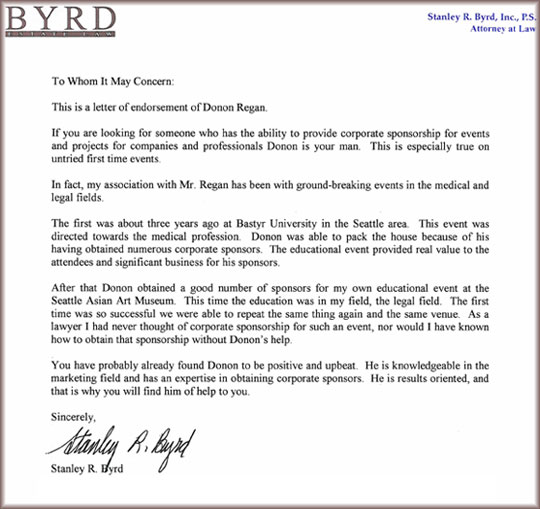 Stanley R. Byrd Endorsement